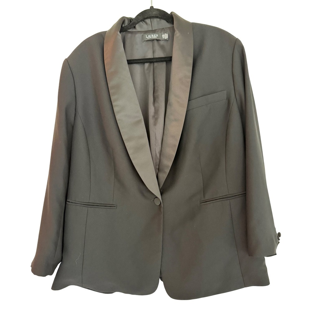 Lauren Ralph Lauren Black Tuxedo Blazer Shawl Lapel Single Button Jacket 22W